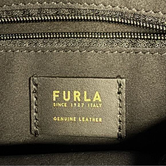 Furla Ribbon Small Bucket Bag - Nero Talco Burgundy - Picture 15 of 16